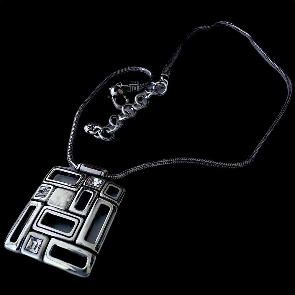 Brighton Rectangle Geometric Necklace Retired Sil… - image 3